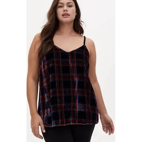 Torrid Womens Sophie Multi Plaid Velvet Swing Cami Tank Top Size 1 = US 1X - Picture 3 of 8